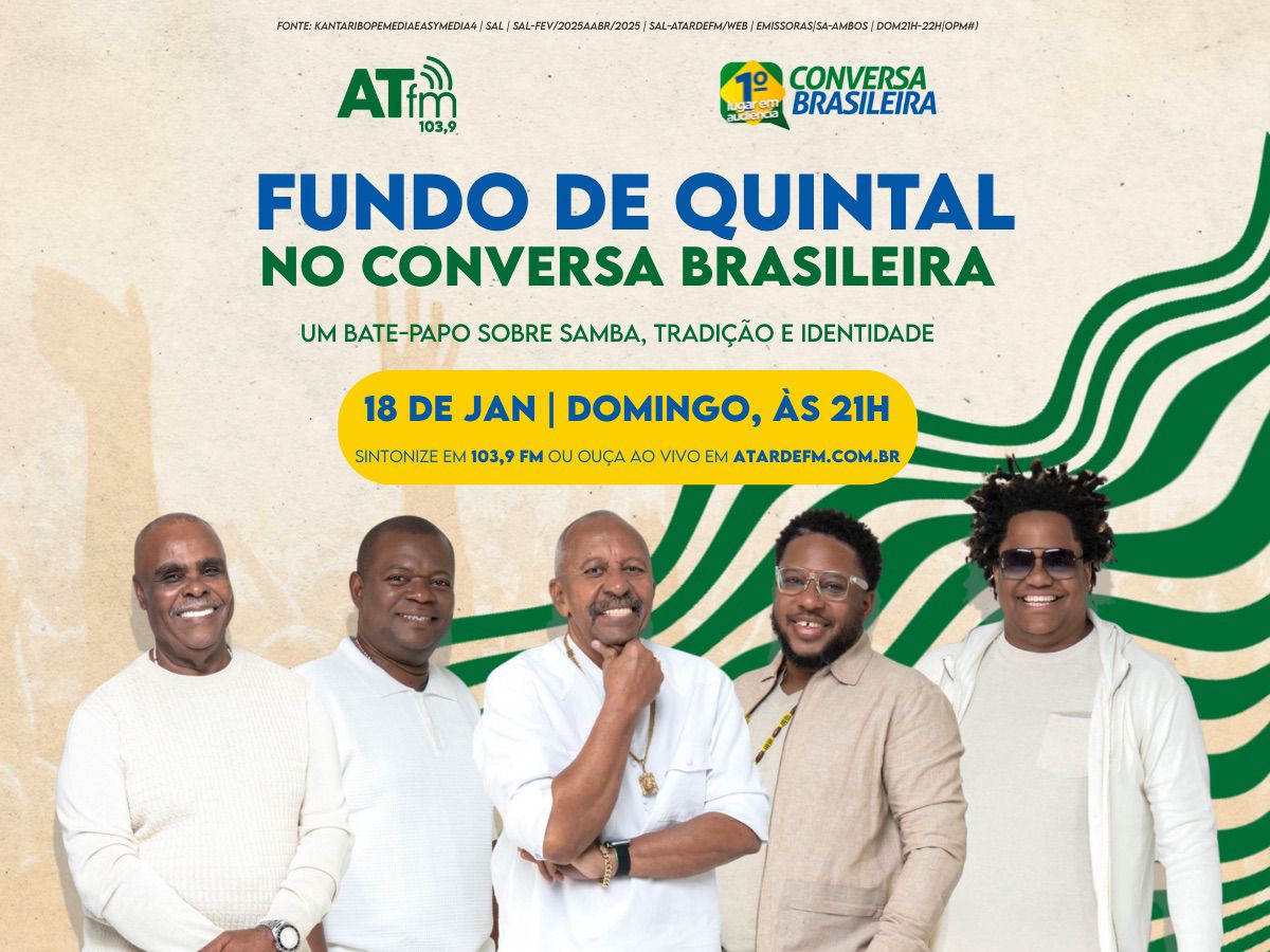 Imagem ilustrativa da imagem Conversa Brasileira recebe o grupo Fundo de Quintal