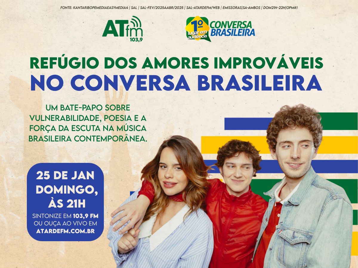 Imagem ilustrativa da imagem Conversa Brasileira recebe o trio O Refúgio dos Amores Improváveis