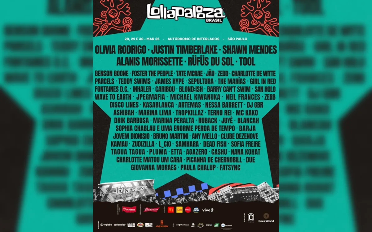 Lollapalooza Brasil 2025 anuncia programação completa; confira