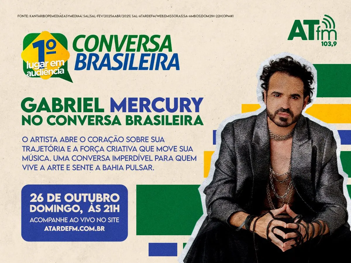 
		Gabriel Mercury é o convidado do Conversa Brasileira deste domingo, 26