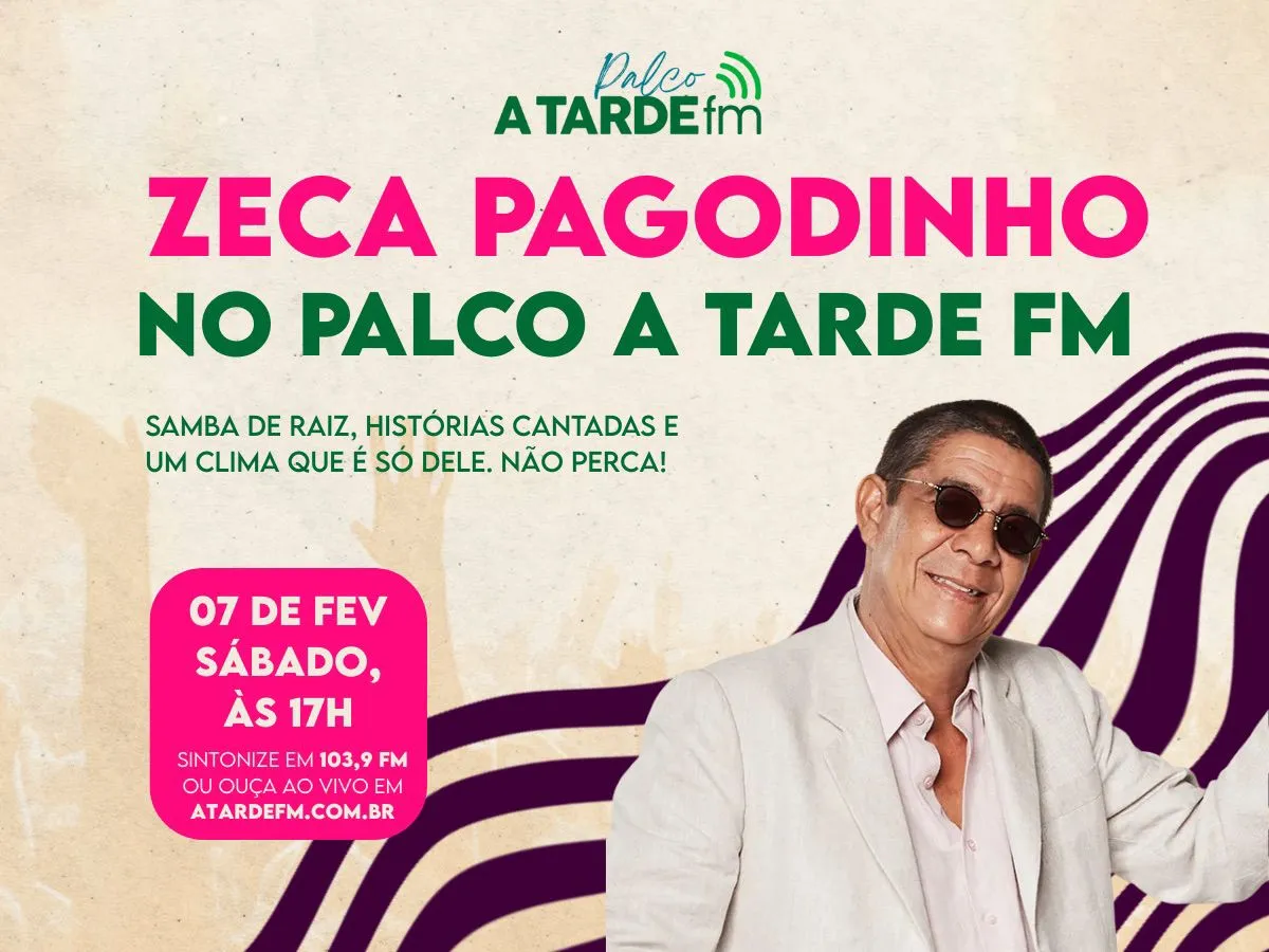 
		Zeca Pagodinho é a atração do Palco A Tarde FM deste sábado,7