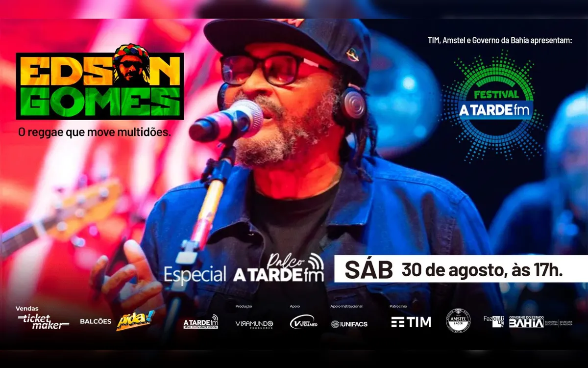 Atração do Festival A TARDE FM: Edson Gomes é o convidado do Palco