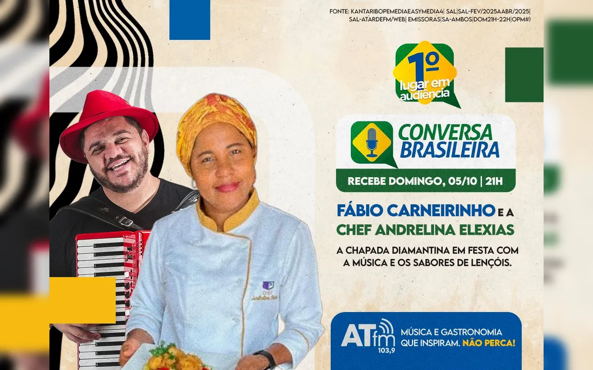 Conversa Brasileira recebe Fábio Carneirinho e Andrelina Elexias