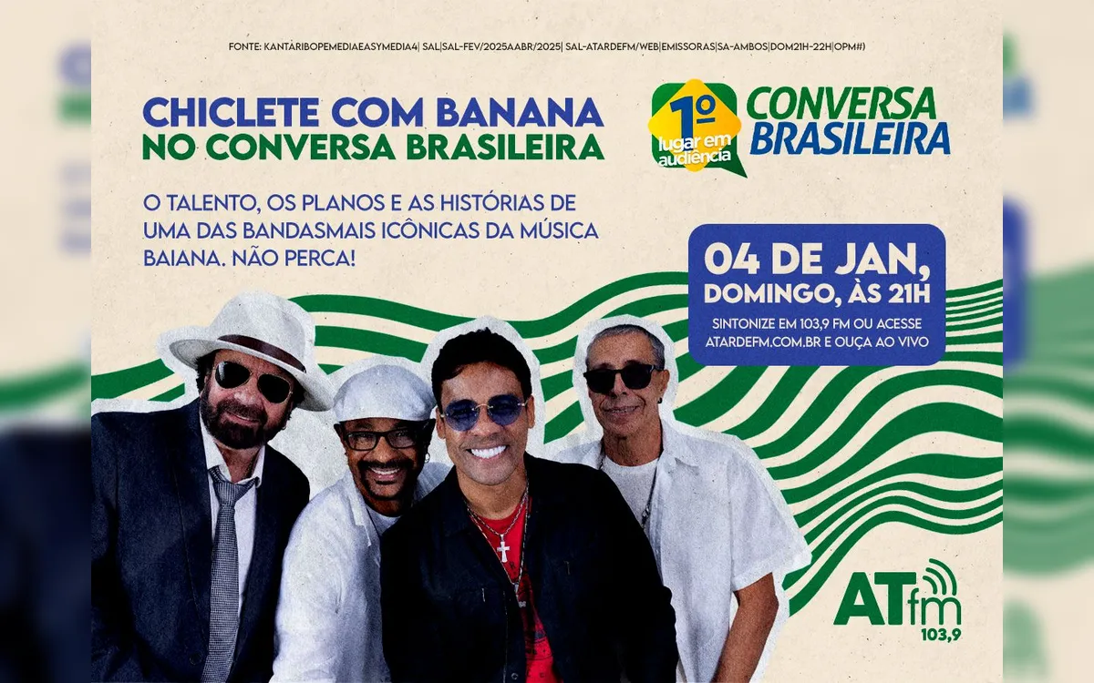 Energia do Chiclete com Banana toma conta do Conversa Brasileira