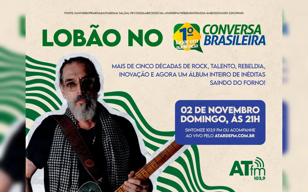 Lobão é o destaque do Conversa Brasileira deste domingo, 2