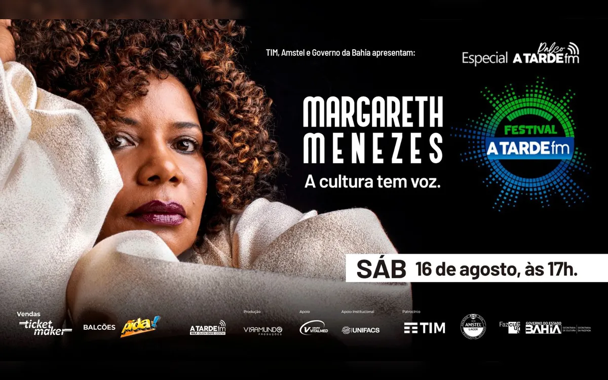 Margareth Menezes é a convidada do Palco A TARDE FM