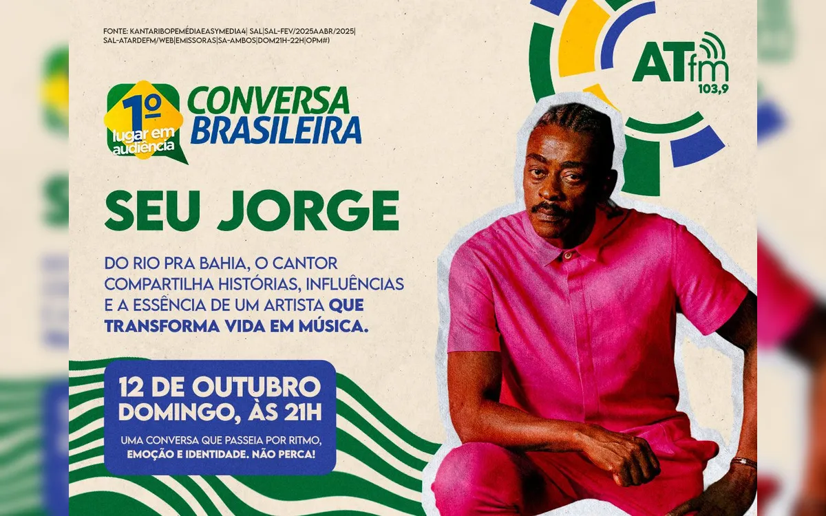 Seu Jorge é o convidado do Conversa Brasileira deste domingo, 12