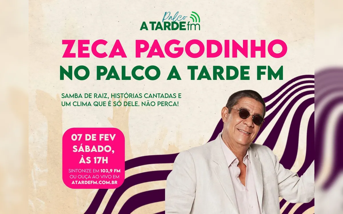 Zeca Pagodinho é a atração do Palco A Tarde FM deste sábado,7