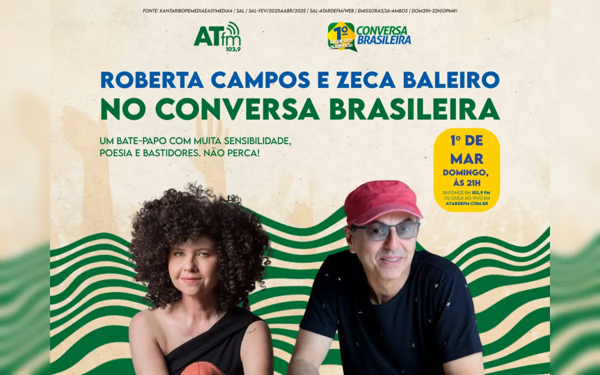 Conversa Brasileira recebe Zeca Baleiro e Roberta Campos