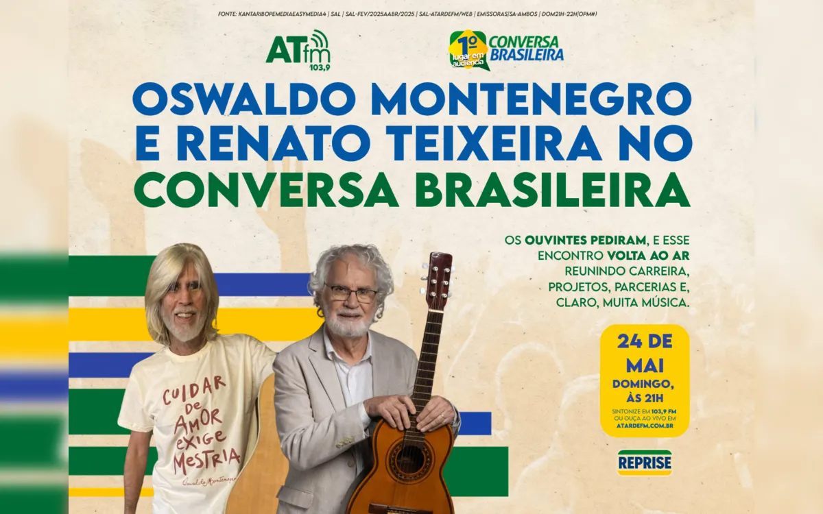 Conversa Brasileira reprisa programa com Oswaldo Montenegro e Renato Teixeira