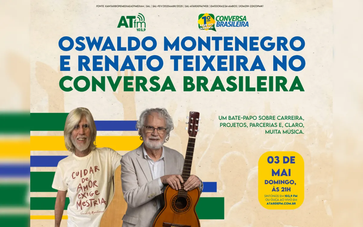 Oswaldo Montenegro e Renato Teixeira são os convidados do Conversa Brasileira