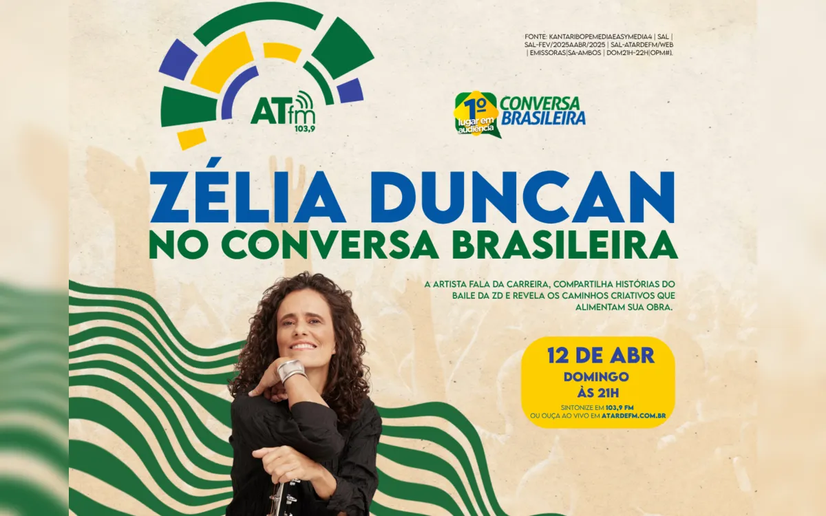 Zélia Duncan participa do Conversa Brasileira deste domingo (12)