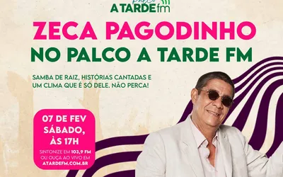 Imagem ilustrativa da imagem Zeca Pagodinho é a atração do Palco A Tarde FM deste sábado,7