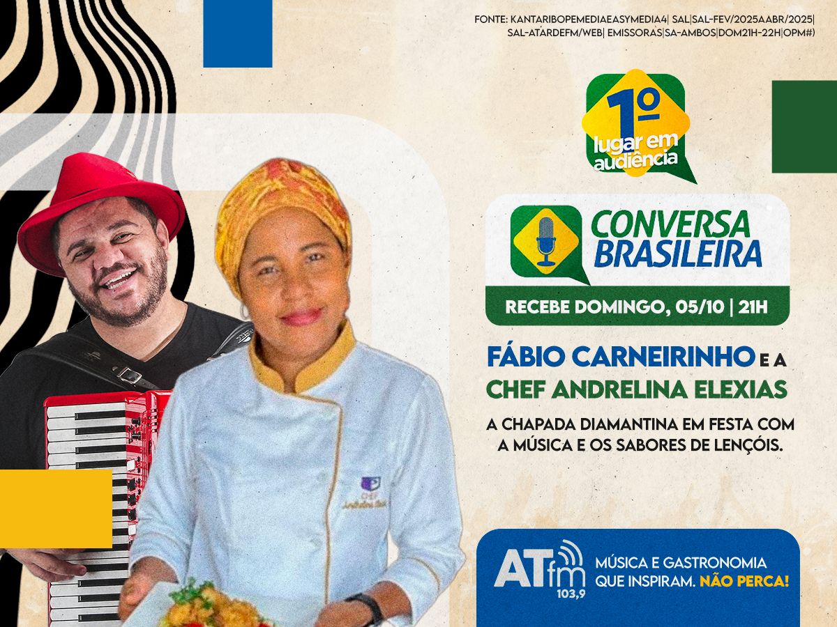 Imagem ilustrativa da imagem Conversa Brasileira recebe Fábio Carneirinho e Andrelina Elexias