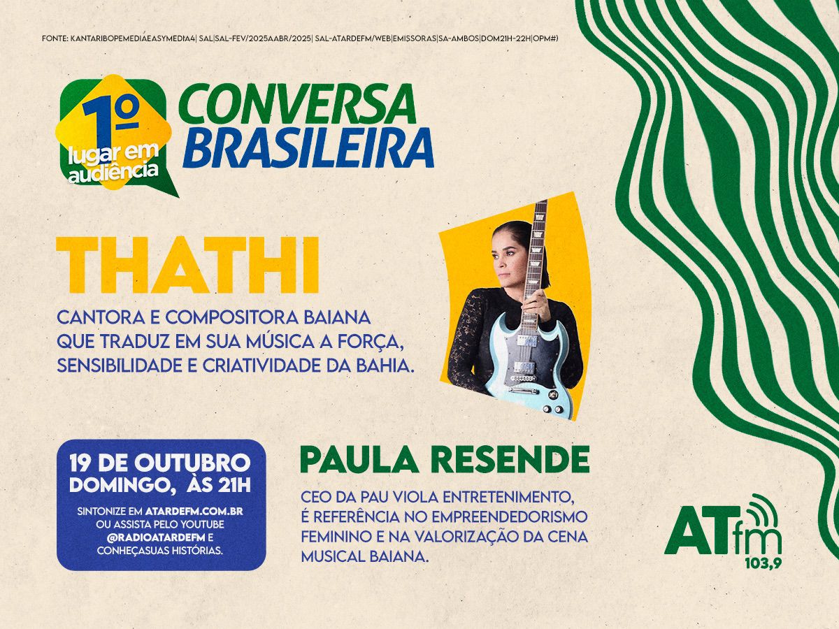 Imagem ilustrativa da imagem Conversa Brasileira recebe Thathi e Paula Resende neste domingo, 19